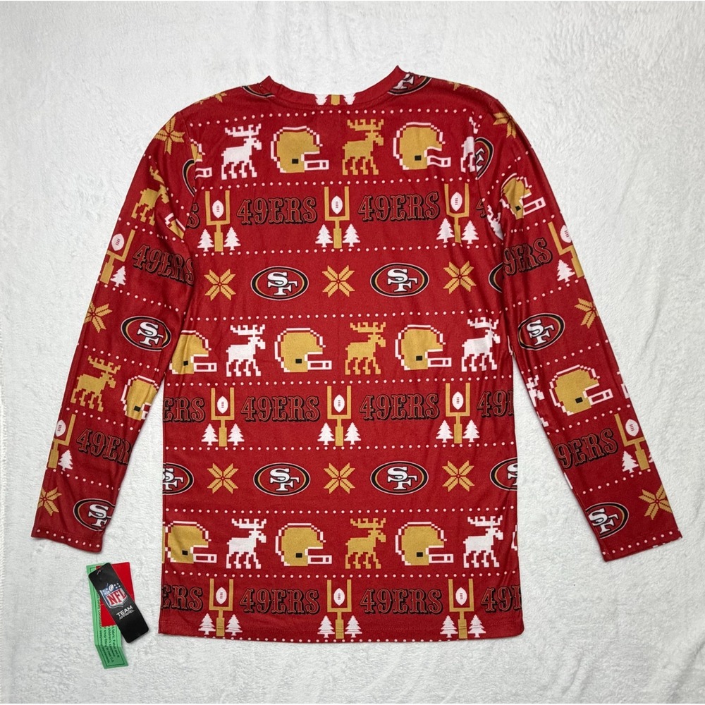 Youth XL San Francisco 49ers Logo Allover Print NWT Long Sleeve Pajama Top - Picture 2 of 8
